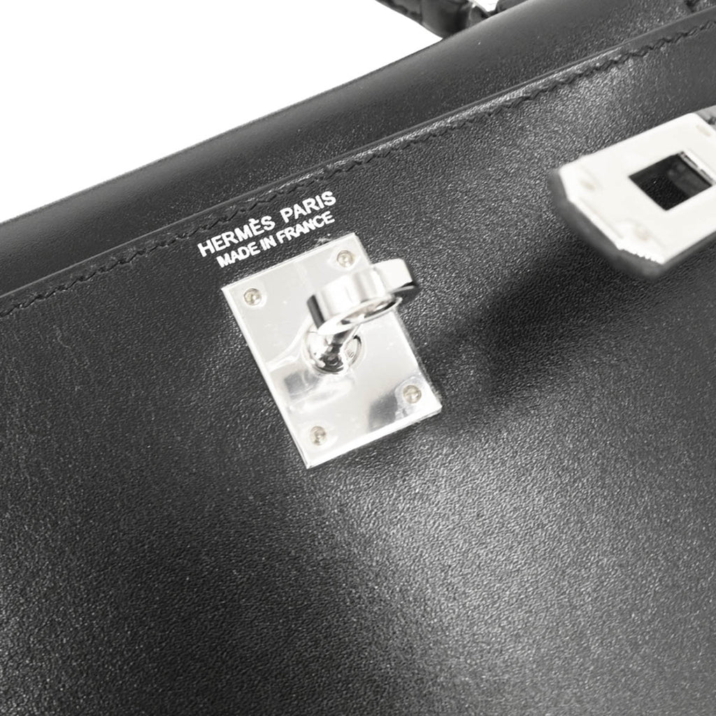 Hermes 2019 Black Box Calf Mini Kelly 20 2way Shoulder Sellier Handbag
