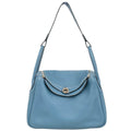 Hermes Blue Jean Taurillon Clemence Lindy 30 Shoulder Bag