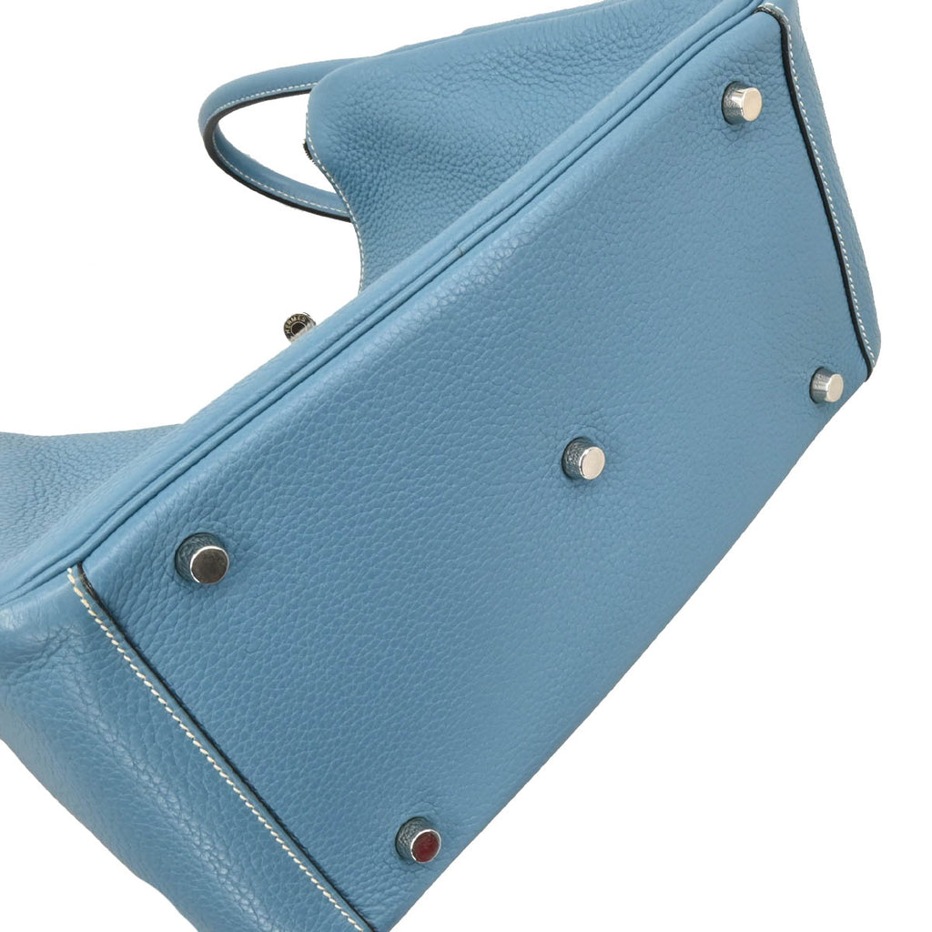 Hermes Blue Jean Taurillon Clemence Lindy 30 Shoulder Bag