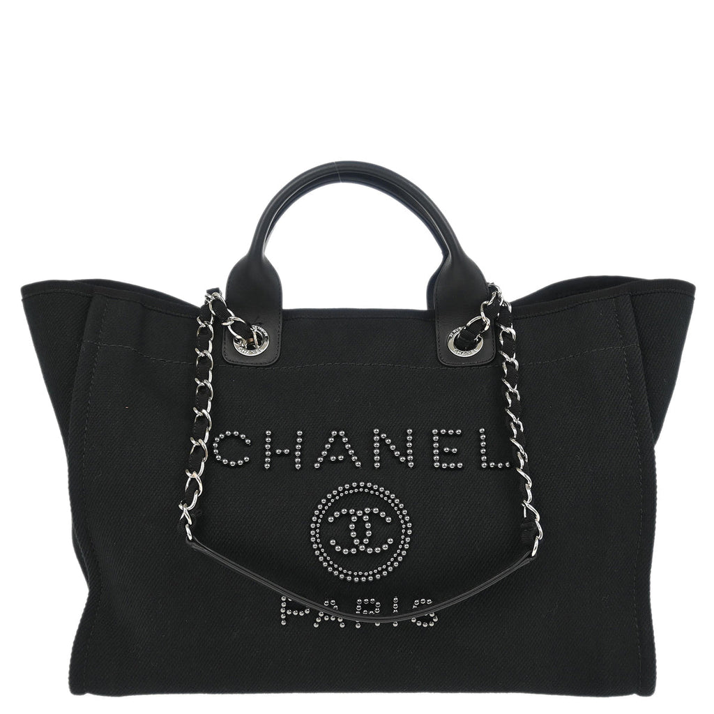 Chanel 2019 Black Canvas Small Deauville Shoulder Tote Bag