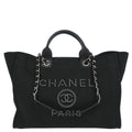 Chanel 2019 Black Canvas Small Deauville Shoulder Tote Bag