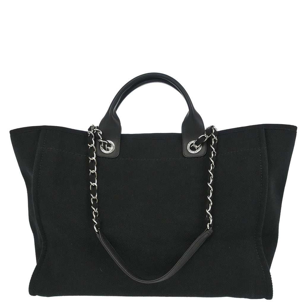 Chanel 2019 Black Canvas Small Deauville Shoulder Tote Bag