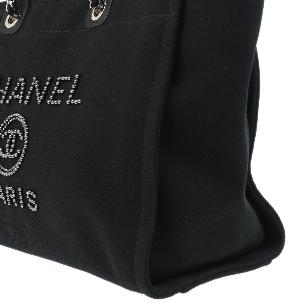 Chanel 2019 Black Canvas Small Deauville Shoulder Tote Bag