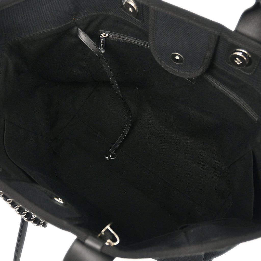 Chanel 2019 Black Canvas Small Deauville Shoulder Tote Bag