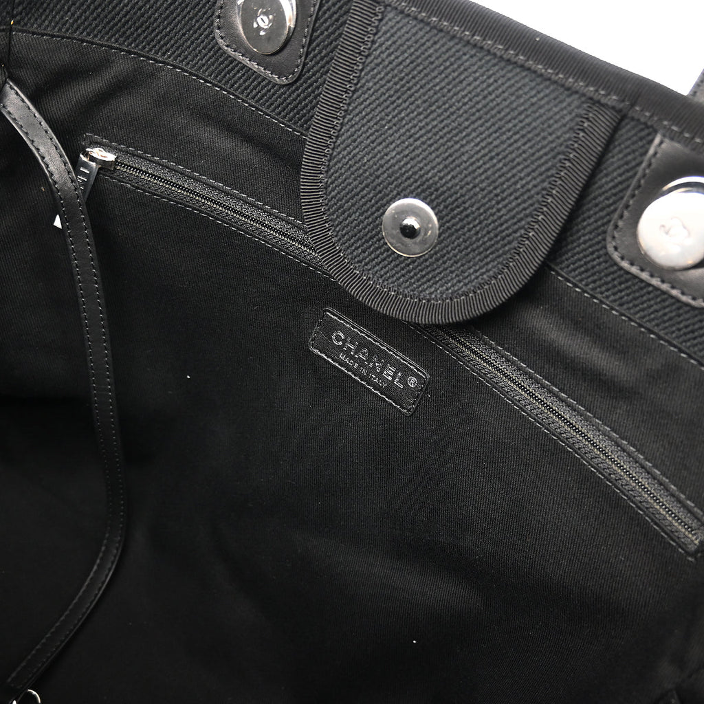 Chanel 2019 Black Canvas Small Deauville Shoulder Tote Bag