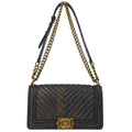 Boy Chanel 2018 Navy Caviar Medium Chevron Shoulder Bag