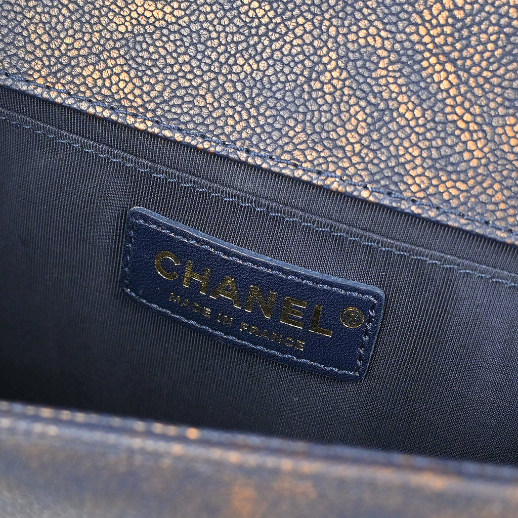 Boy Chanel 2018 Navy Caviar Medium Chevron Shoulder Bag