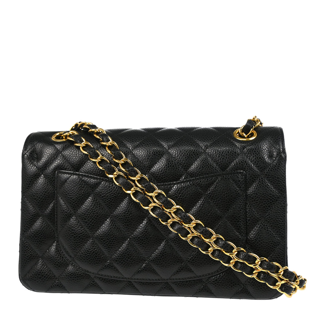 Chanel 2017-2018 Black Caviar Small Classic Double Flap Shoulder Bag