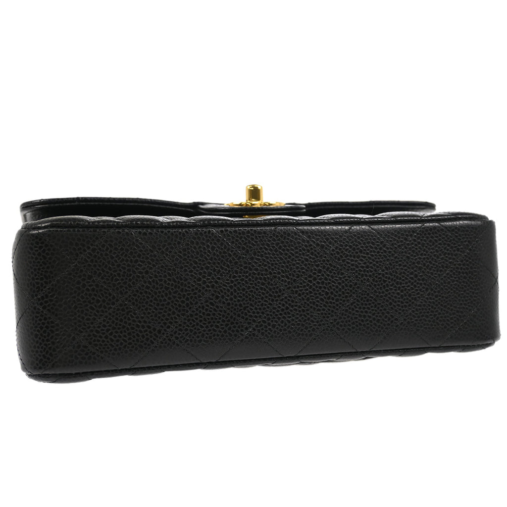 Chanel 2017-2018 Black Caviar Small Classic Double Flap Shoulder Bag