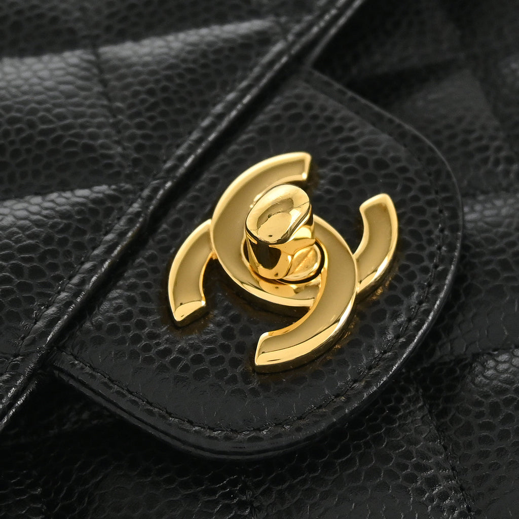 Chanel 2017-2018 Black Caviar Small Classic Double Flap Shoulder Bag