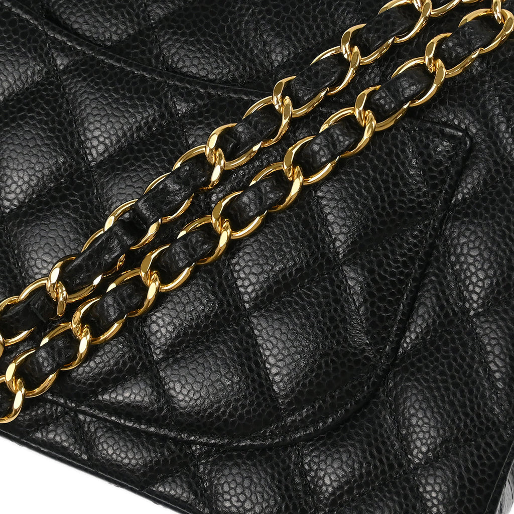 Chanel 2017-2018 Black Caviar Small Classic Double Flap Shoulder Bag