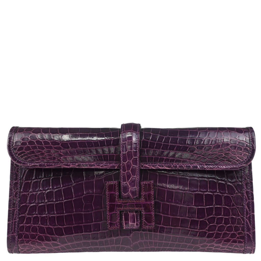 Hermes * 2015 Cassis Niloticus Crocodile Jige Elan 29 Clutch Handbag