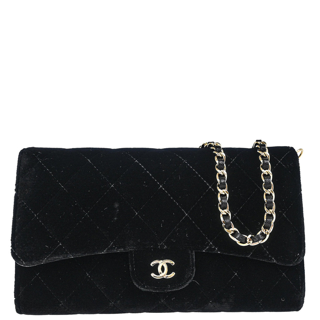 Chanel 2015-2016 Black Velvet Chain Handbag