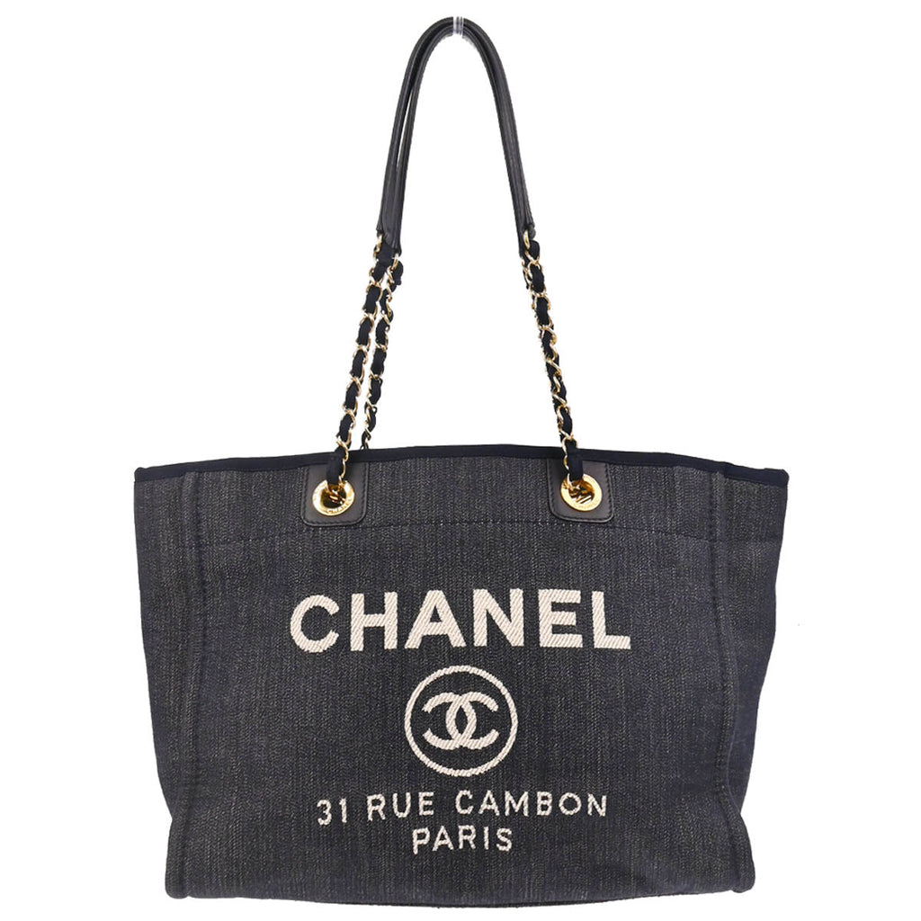 Chanel 2012-2013 Navy Denim Small Deauville Tote Bag
