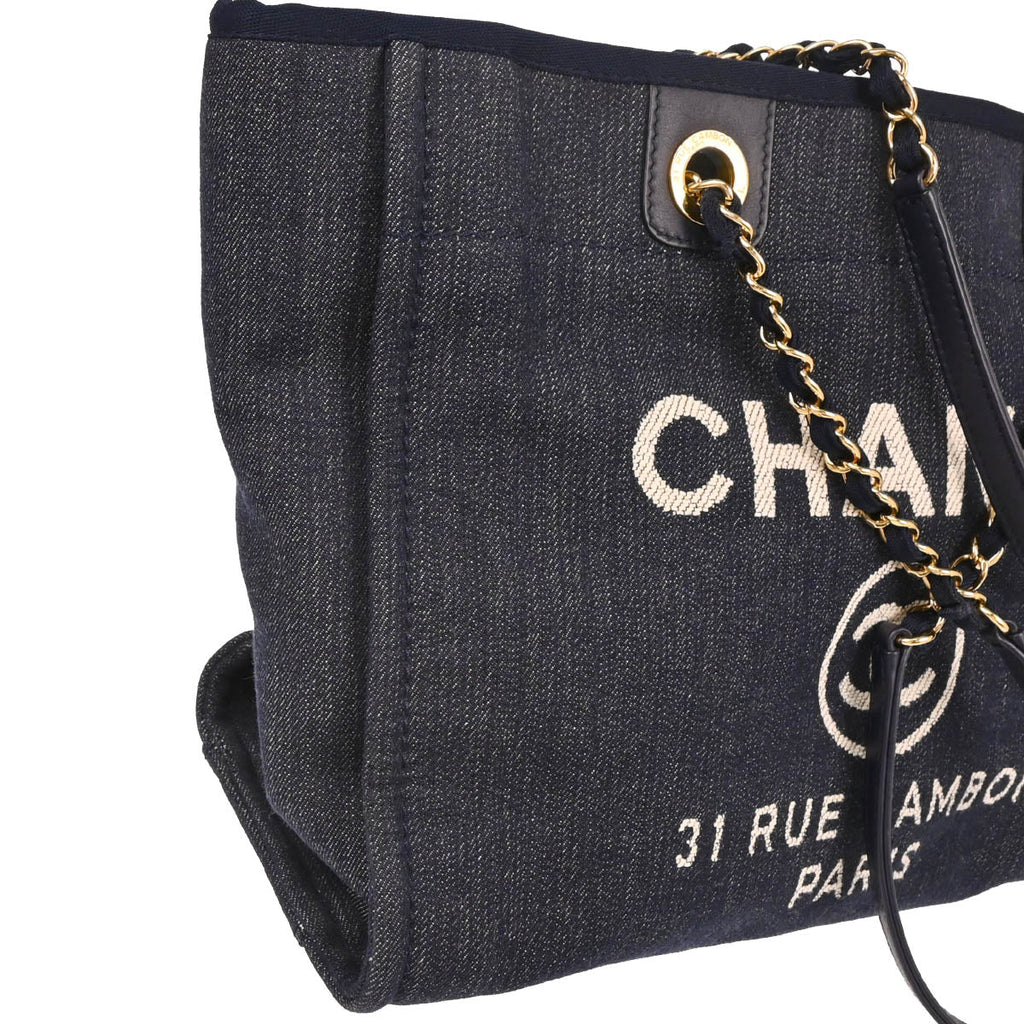 Chanel 2012-2013 Navy Denim Small Deauville Tote Bag