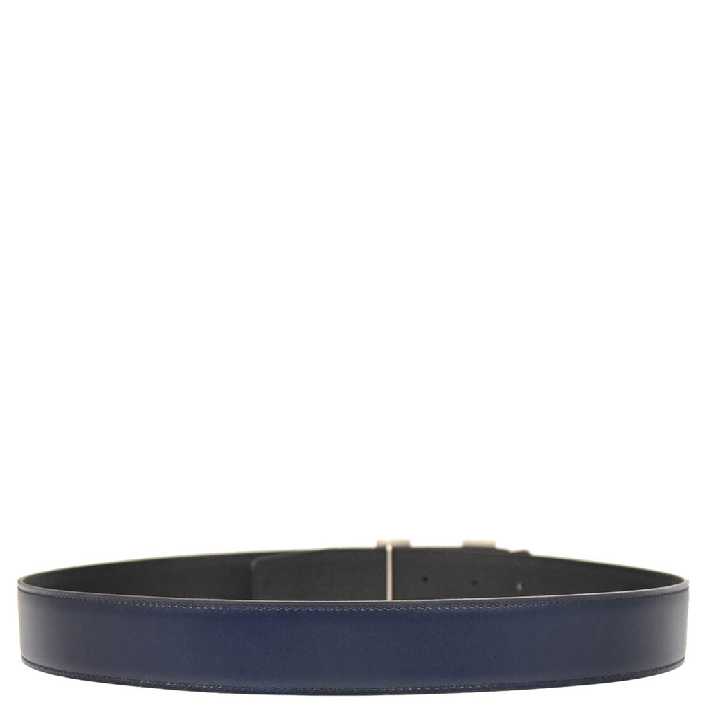 Hermes Blue Navy Box Calf Constance Reversible Belt #85 Small Good