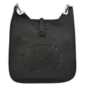 Hermes 2015 Black Taurillon Clemence Evelyne 3 PM Shoulder Bag