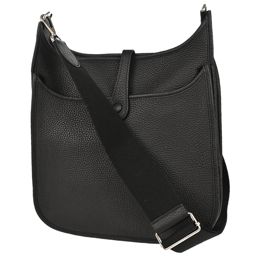 Hermes 2015 Black Taurillon Clemence Evelyne 3 PM Shoulder Bag