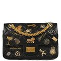 Chanel 2017-2018 Black Calfskin Lucky Charm 2.55 Classic Double Flap Shoulder Bag