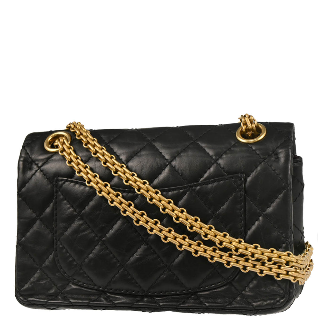 Chanel 2017-2018 Black Calfskin Lucky Charm 2.55 Classic Double Flap Shoulder Bag