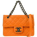 Chanel 2014-2015 Orange Caviar Retro Class 2way Shoulder Handbag