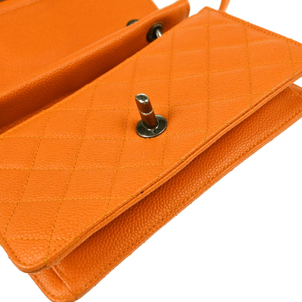 Chanel 2014-2015 Orange Caviar Retro Class 2way Shoulder Handbag