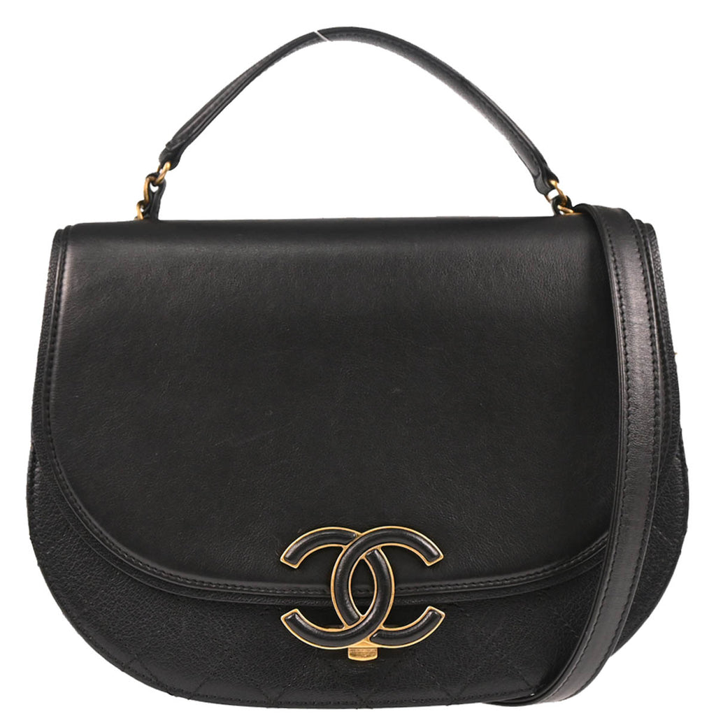 Chanel 2017-2018 Black Calfskin Coco Curve 2way Shoulder Handbag