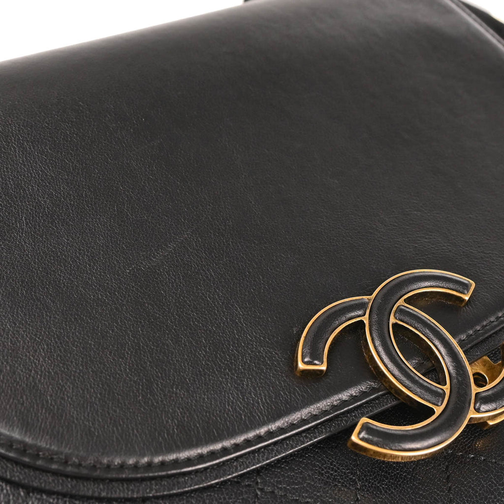 Chanel 2017-2018 Black Calfskin Coco Curve 2way Shoulder Handbag
