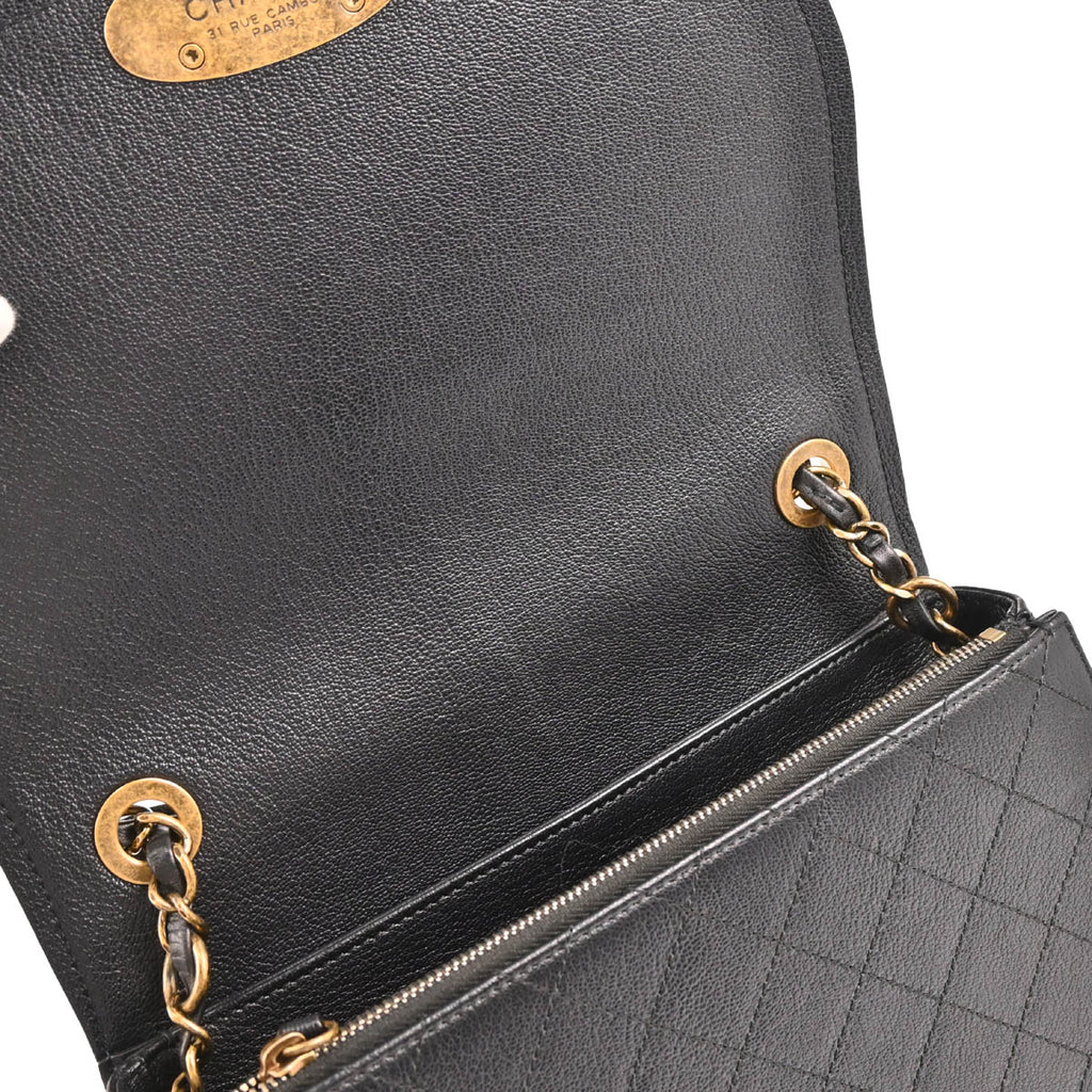 Chanel 2017-2018 Black Calfskin Coco Curve 2way Shoulder Handbag