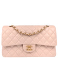 Chanel 2013-2014 Pale Pink Lambskin Medium Classic Double Flap Shoulder Bag