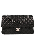 Chanel 2014-2015 Black Lambskin Medium Classic Double Flap Shoulder Bag