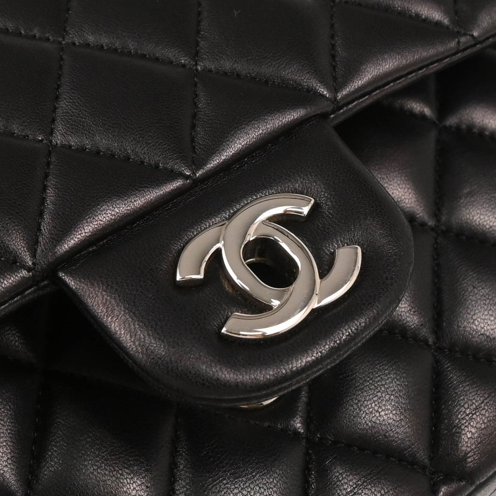 Chanel 2014-2015 Black Lambskin Medium Classic Double Flap Shoulder Bag