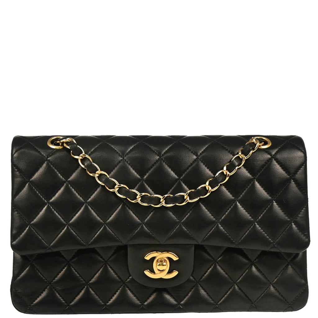 Chanel 2011 Black Lambskin Medium Classic Double Flap Shoulder Bag