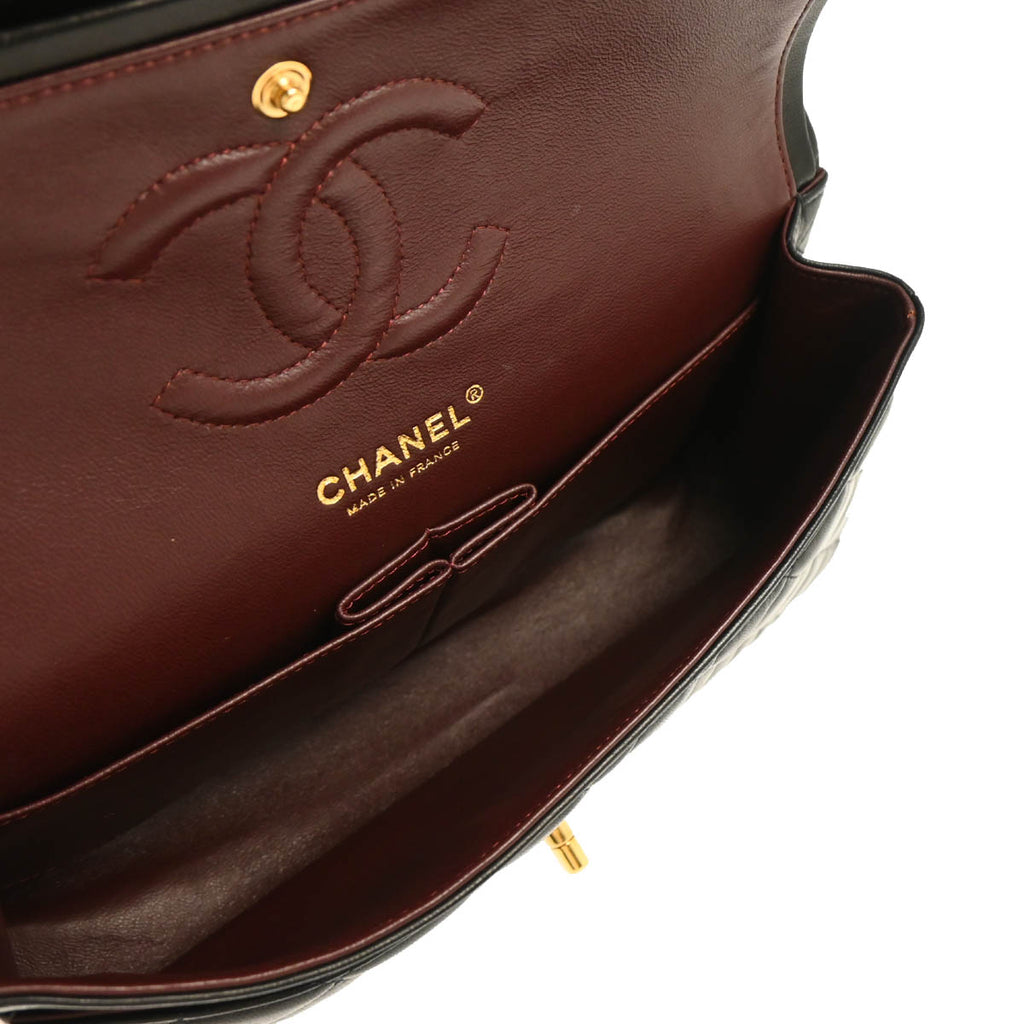 Chanel 2011 Black Lambskin Medium Classic Double Flap Shoulder Bag
