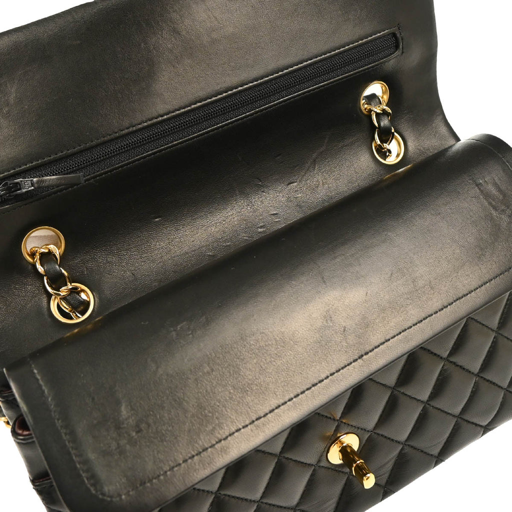 Chanel 2011 Black Lambskin Medium Classic Double Flap Shoulder Bag