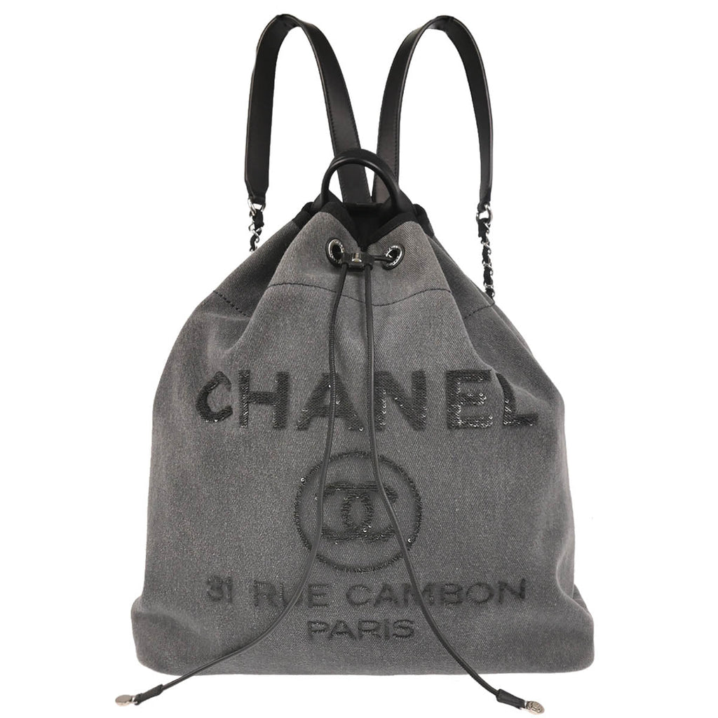Chanel 2017-2018 Gray Deauville Bucket Backpack