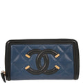 Chanel 2019 Blue Caviar Filigree Coin Purse Wallet