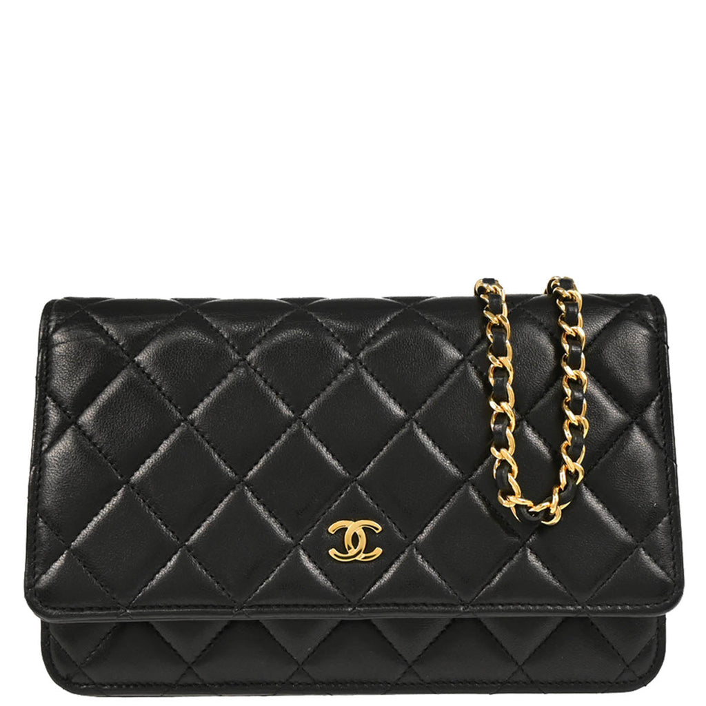 Chanel 2019 Black Lambskin Classic WOC Shoulder Wallet Bag