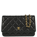 Chanel 2019 Black Lambskin Classic WOC Shoulder Wallet Bag