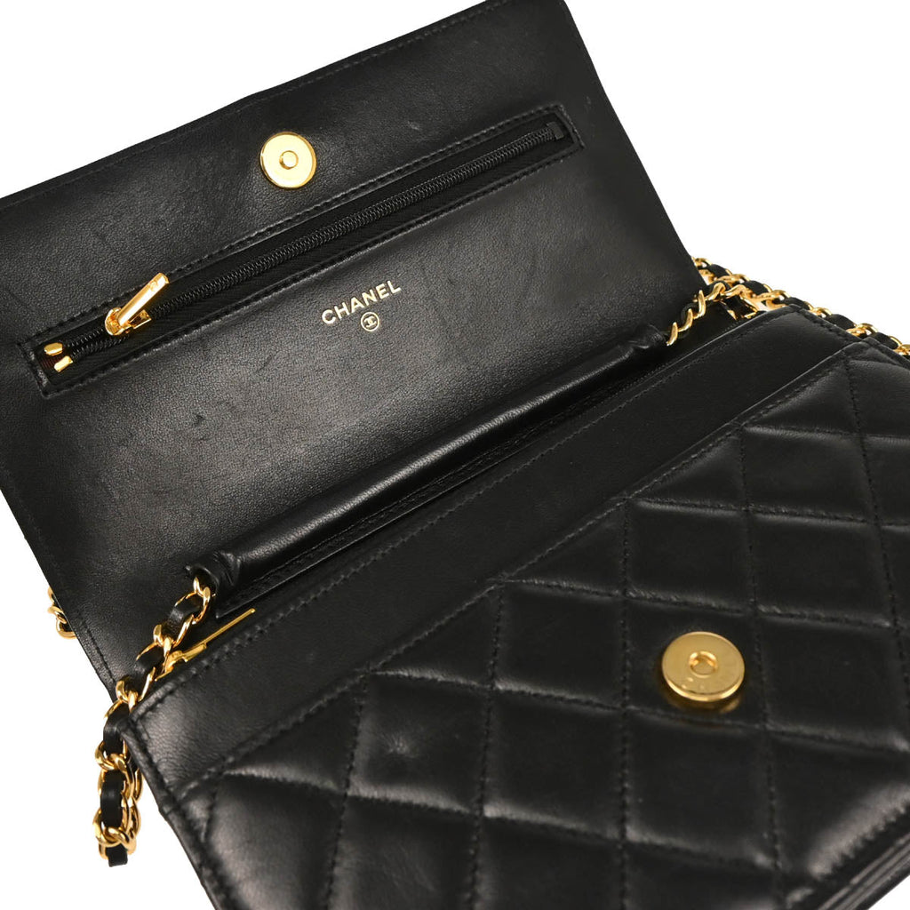 Chanel 2019 Black Lambskin Classic WOC Shoulder Wallet Bag