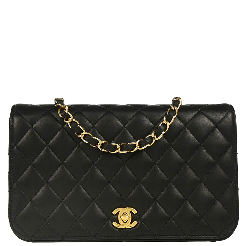 Chanel 2010-2011 Black Lambskin Turnlock Small Full Flap Shoulder Bag