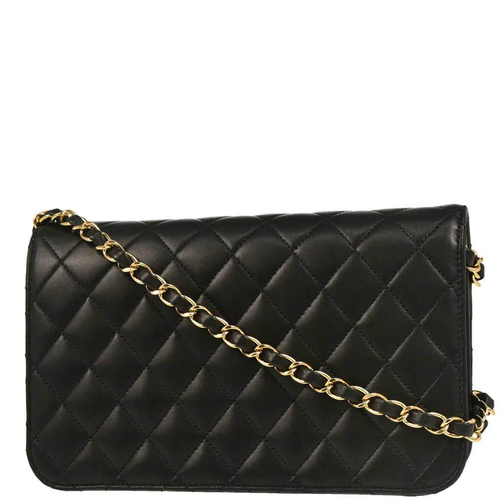 Chanel 2010-2011 Black Lambskin Turnlock Small Full Flap Shoulder Bag