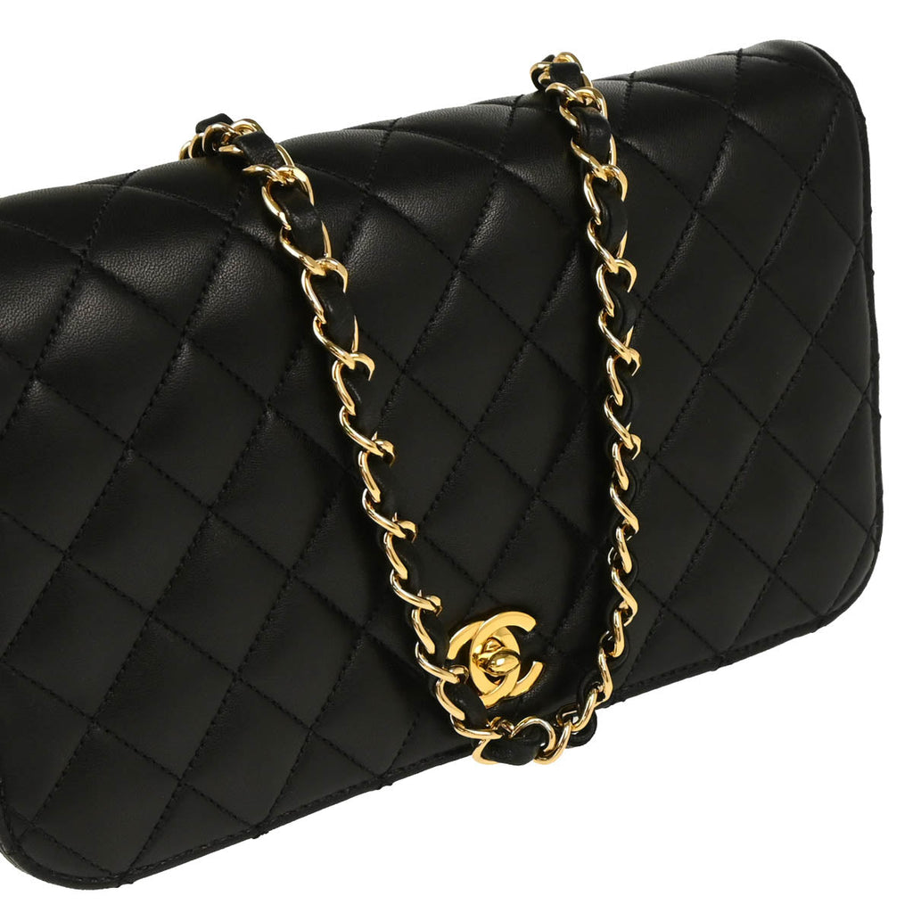 Chanel 2010-2011 Black Lambskin Turnlock Small Full Flap Shoulder Bag
