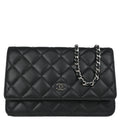 Chanel 2012 Black Lambskin Classic WOC Shoulder Wallet Bag