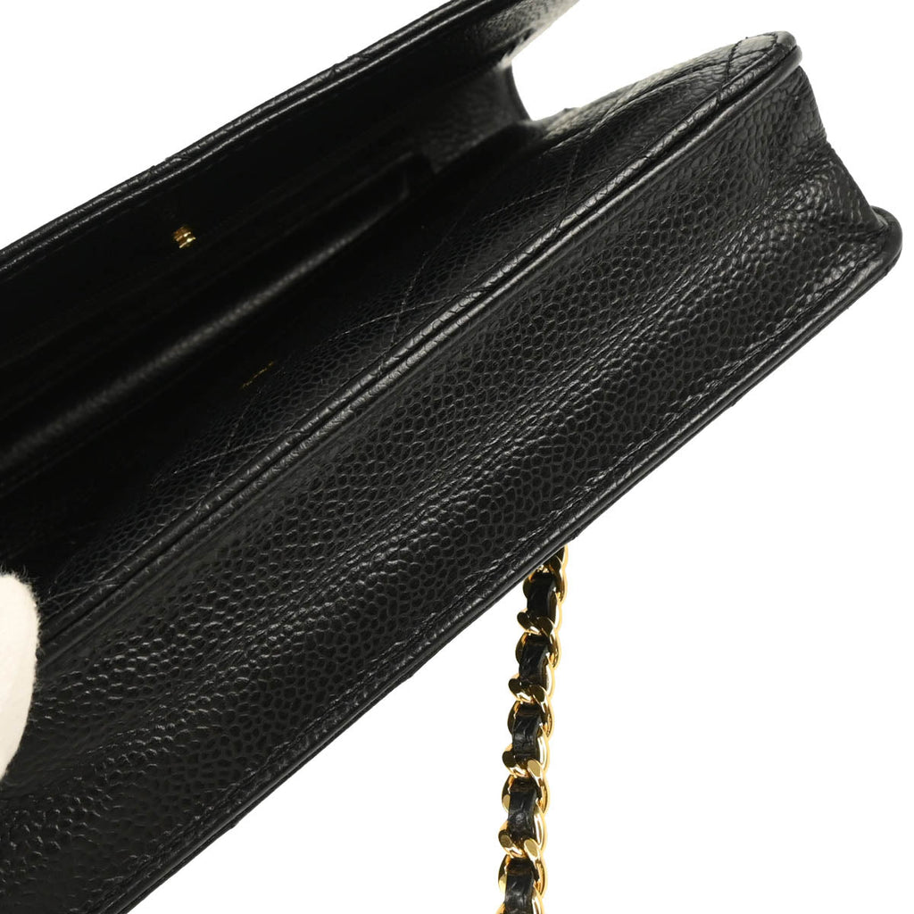 Chanel 2016-2017 Black Caviar Classic Chain On Wallet WOC
