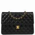 Chanel 2010-2011 Black Lambskin Turnlock Medium Half Flap Shoulder Bag