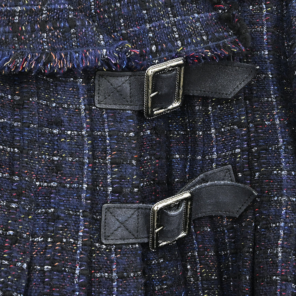 Chanel 2013-2014 Pleated Tweed Jacket Navy #38
