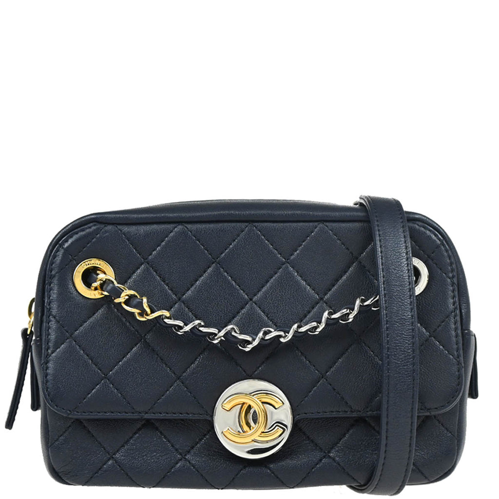 Chanel 2019 Navy Lambskin Camera Bag Mini