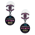 Chanel Dangle Piercing Earrings Silver Rhinestone 11P