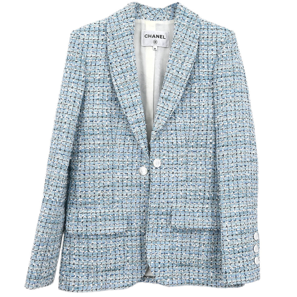 Chanel 2018-2019 Single Breasted Jacket Light Blue #36